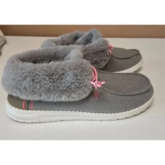Hey Dude Women's Britt Boho Fur Lined Slip On Shoes‎ Gray Pink Size 11 - Picture 3 of 7